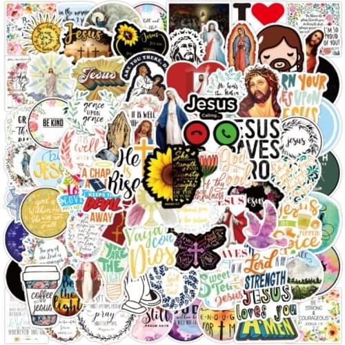 10/30/50/100Pcs Faith of Jesus Christians Famous Quotes For Snowboard Laptop Luggage Fridge Car- Styling Vinyl Decal Home Decor