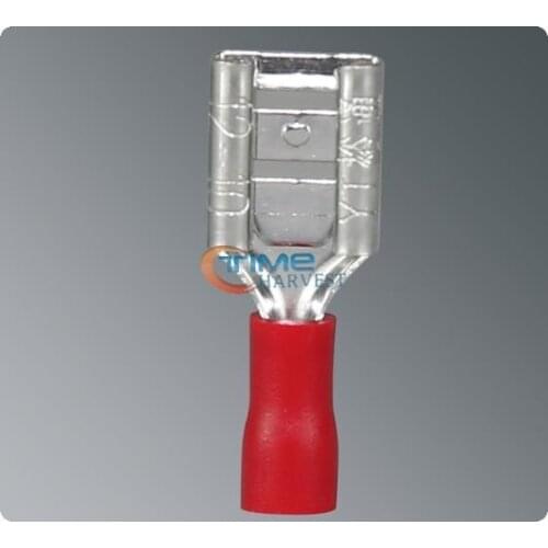 1000pcs/bag 6.3mm Red Female Insulated Spade Quick Connector Terminal/Crimp Terminal AWG FDD1.25-250 for Wires/Jamma Harness