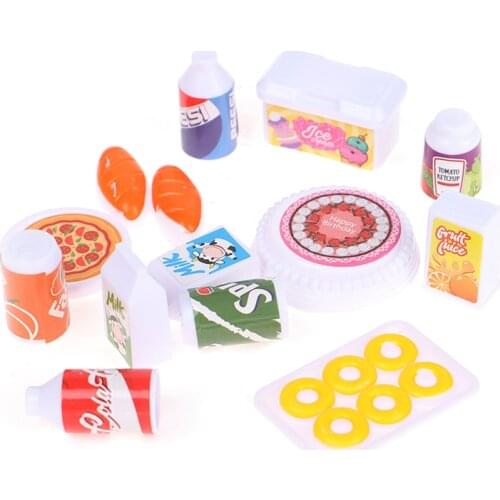 13pcs/set Miniature Dollhouse Supermarket food Snacks ice cream wink drink for Doll Decor