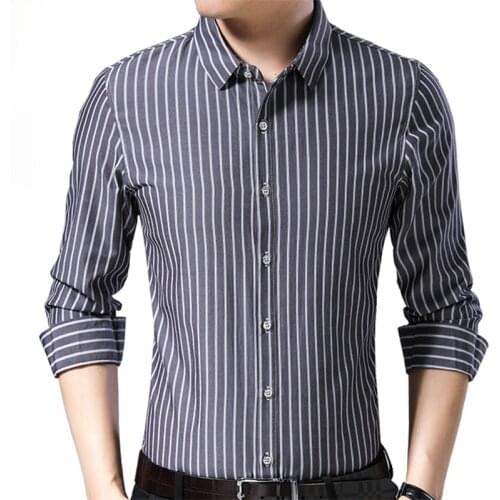 2021 Brand Long Sleeve Men Social Shirt Spring Streetwear Casual Striped Shirts Dress Mens Slim Regular Fit Clothes Fashions