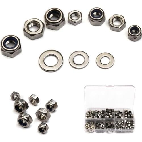 255PCS Stainless Steel Hexagon Screw M4/M5/M6 Bult Nuts Washer Kit With Flat Washer Plain Washer Gaskets Assortment Kit