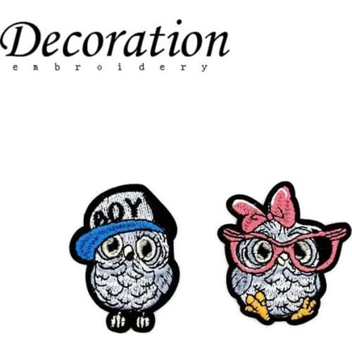 50pcs/Lot Owl Embroidery Patches Letters Clothing Decoration Accessories Diy Iron Heat Transfer Applique Iron on Transfer