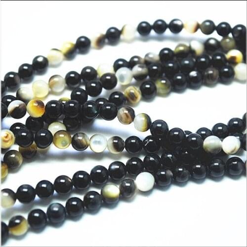 80pcs nature black lip shell beads loose shell beads strings spacer beads round ball shape size 5mm for bracelets