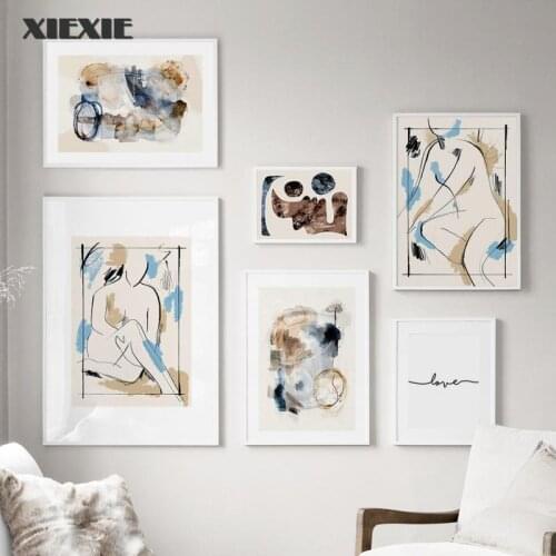 Abstract Line Girl Canvas Painting Love Quote Body Line Wall Art Nordic Posters and Prints Wall Pictures for Living Room Decor