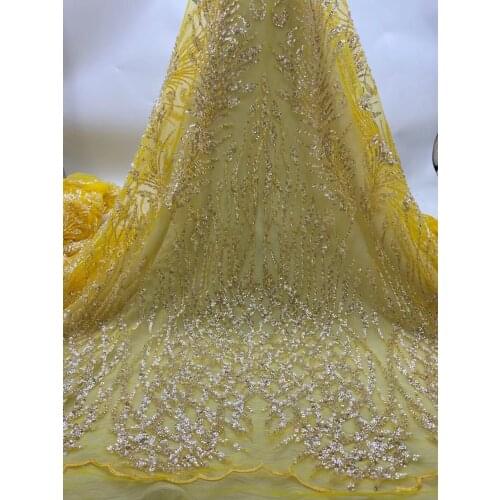 African French Tulle Lace Fabric SYJ-398686 High Quality Lace With Sequins and beads Nigerian Lace Fabrics For Wedding Dress