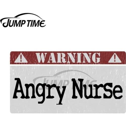 JumpTime 13 x 6.5 cm Warning Angry Nurse Biohazard Shirt Vinyl Car Stickers Animal Personality Decoration Scratch-proof Decal