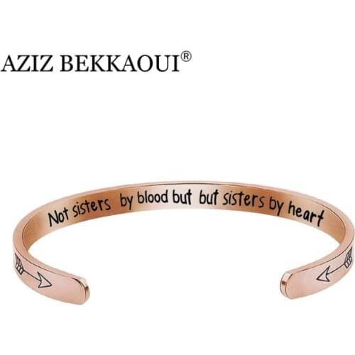 AZIZ BEKKAOUI Simple Style Three Color DIY Letter About Best Friend Open Cuff Bangles Friendship bracelet Best Gift Dropshipping