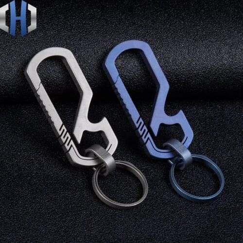Keychain Titanium Alloy Men And Women Couples High Custom Gift Hang Buckle Pieces Personality Creative Open Bottle Car Key Ring