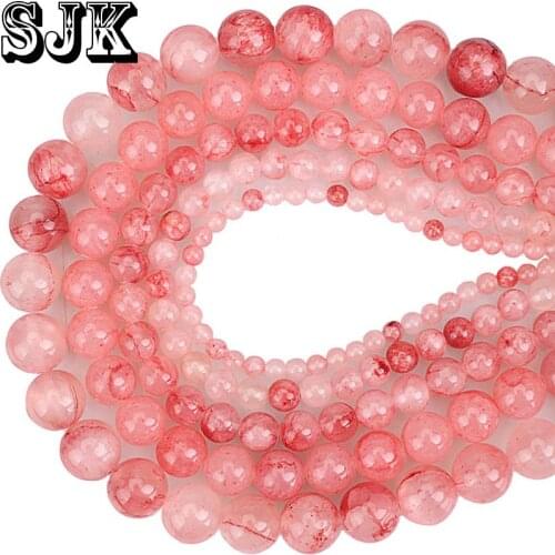 Natural Stone Beads Cherry Red Jades Round Loose Beads 4 6 8 10 12MM DIY Handmade Necklace Bracelet Jewelry Making Accessories