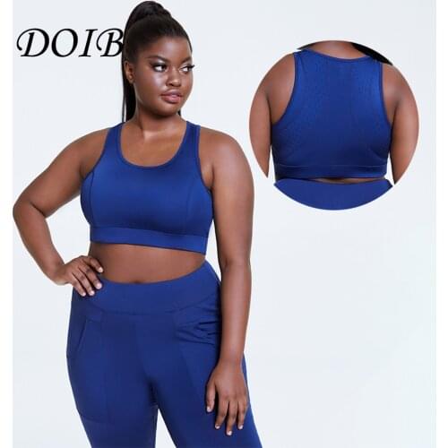 DOIB Women Sports Bra Plus Size Brelette Tops Underwear Crop Top Gym Padded Fitness 4XL Push Up Bras