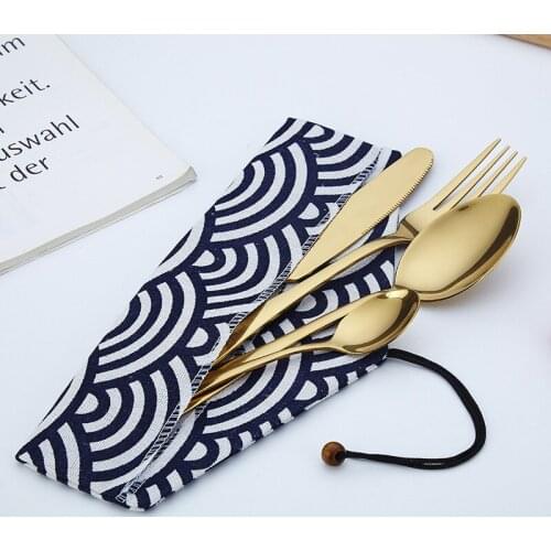 Black gold-plated stainless steel cutlery color colorful Western steak cutlery set