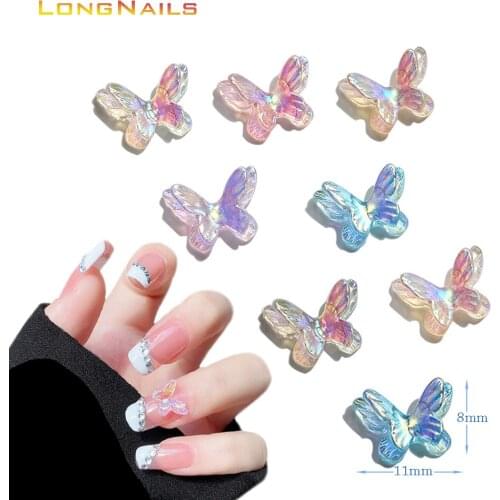 2pairs Wings Dreamy Butterfly Decors Nail 50pcs/lot Aurora 3D Polychrome Butterfly 2021 HotDesign Nail DIY Art Decoration 11*8mm