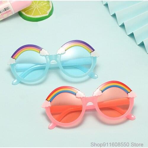 GOZLUGU UV400Children Round Sunglasses Kids Rainbow Sun Glasses Baby Shades Colorful Eyeglasses Boys Girls Purple Cute Eyewear