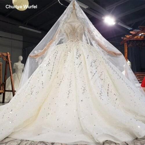 HTL1809 Luxurious Beaded Sequin Pearls O-Neck With Short Sleeve Custom Wedding Dress 2020 Backless vestido de noiva 2021