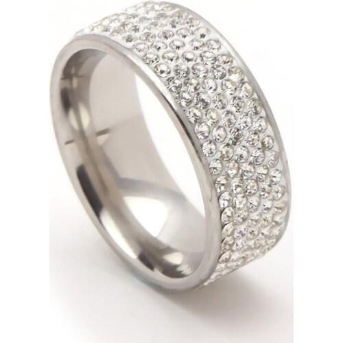 316L 5 Rows Crystal Stainless Steel Ring for Women Elegant Finger Love Wedding Rings Jewelry wholesale 2017 ring pack of 5pcs