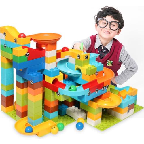 Newest 200PCS/97PCS Marble Run Block Maze Ball Plastic Building Blocks Funnel Slide Big Size Bricks Building Toys For Children