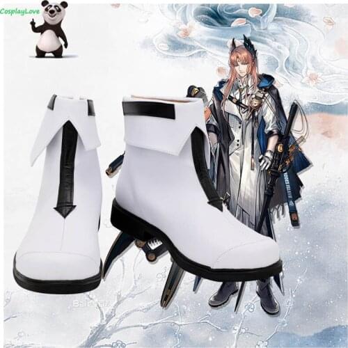 Arknights Passenger White Shoes Cosplay Long Boots Leather Custom Made For Party Christmas Halloween