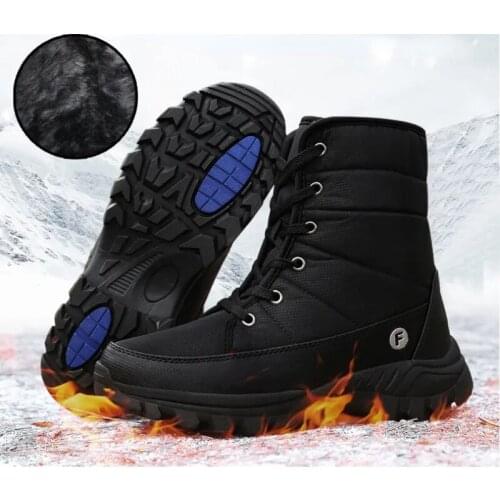 Men Women Outdoor Winter Hiking Shoes Unisex Plush Warm Non Slip Climbing Sneakers High Top Waterproof Terkking Snow Boots