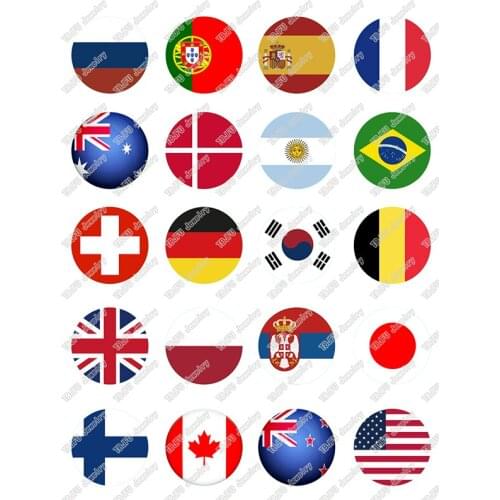 40pcs/lot 10mm 12mm 14mm 16mm Round National Flag Russia Flags Glass Cabochon for DIY Jewelry Making Findings & Components T068