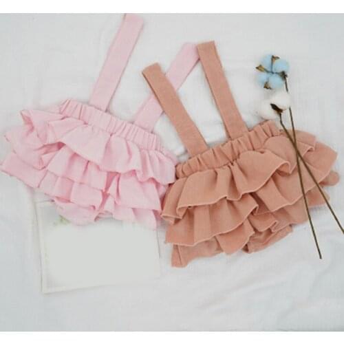 Summer Linen fluffy Shorts Girls Cake Skirt Suspender Skirt Childrens Clothing Baby Girls Clothes Kids Clothes