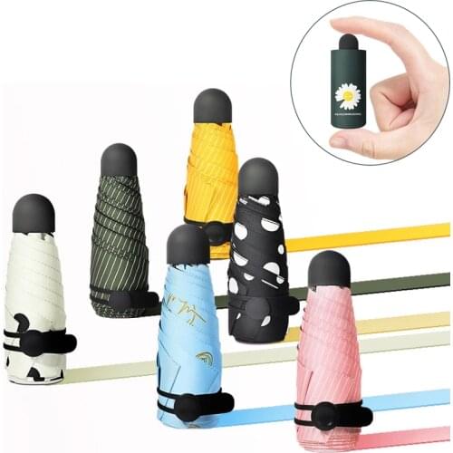 Mini Light Womens Sun Rain Umbrella Portable Five-folding Pocket Anti-UV Umbrella Women Sunshade Sunscreen Umbrellas Moschino