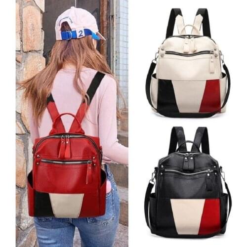 Fashion Women Backpacks Luxury Pu Leather Splicing High capacity Female Bagpack Girls School Bag 2021 Women Bags Backpack Design