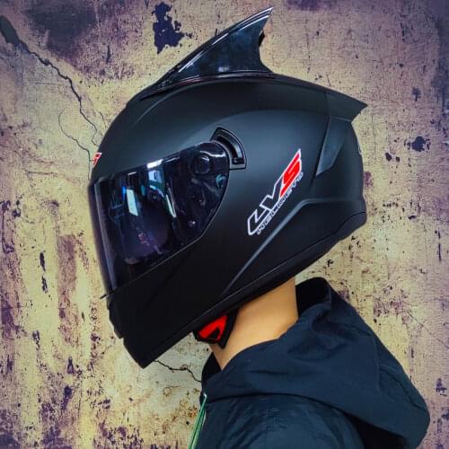 Full Face Helmet Motorcycle with Corner Double Visor Cafe Racer Motocross ATV Enduro Casco Motor Helm Black Capacete De Moto