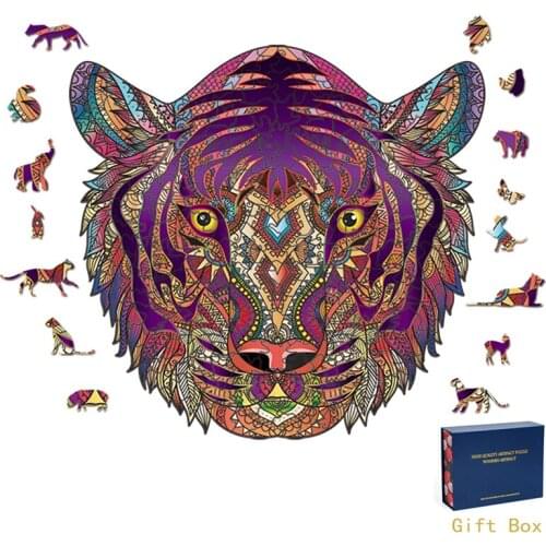 Cartoon Lion Koala Dog Animal Unique 3D Wooden Puzzle Adult Jigsaw Birthday Gift Wrapping Box Home Party Festival Show Carnival