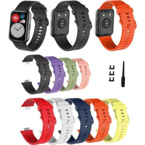 Solid Color Silicone Bracelet Band Strap for HUAWEI Watch Fit TIA-B09/TIA-B19