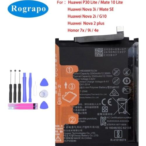Original 3340mAh HB356687ECW Battery For Huawei Mate 10 Lite / G10 / Nova 2i Nova2i Nova3i 3i / Honor 9i RNE-L01 L02 L03 L21 L22