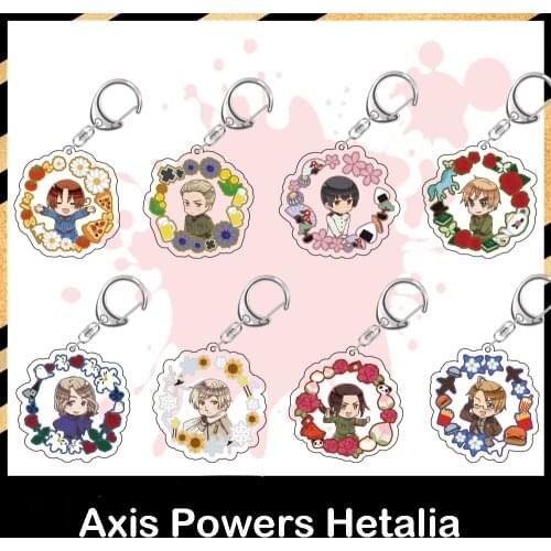 Axis Powers Hetalia Garland Theme Acrylic Charm Keychains Bags Pendant Feliciano Vargas Yao Wang Ludwig Francis Bonnefoy Keyring