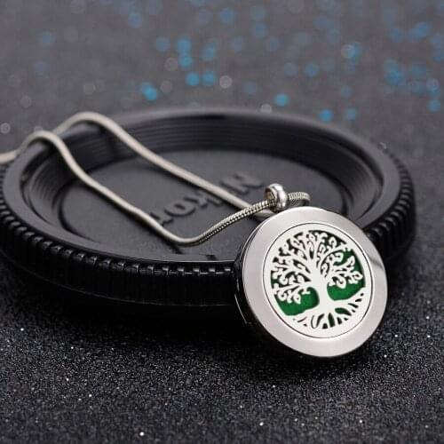Tree of life 25mm 316L Stainless Steel Aromatherapy Essential Oil Diffuser Necklace chokers necklaces (free 10pads)