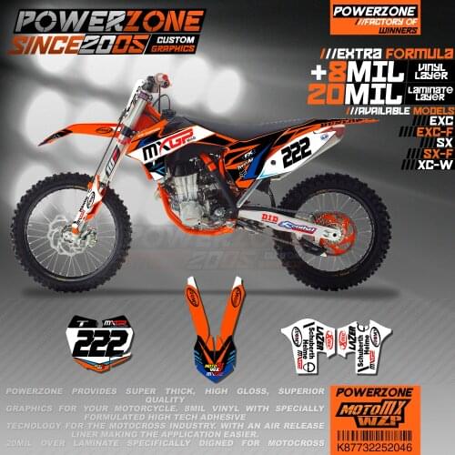 PowerZone Custom Team Graphics Backgrounds Decals 3M Stickers Kit For KTM SX SXF MX EXC XCW Enduro 125cc to 500cc 2011-2016 046