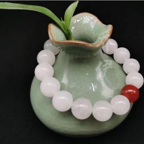 10mm Nature White Jade Mala Bead Bangle Amulet spirit sublimation bracelet