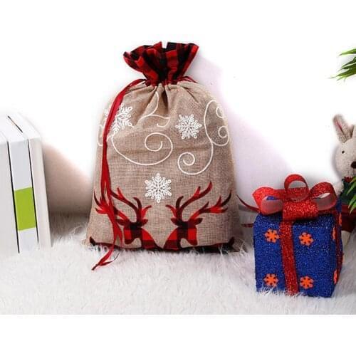 Christmas Gift Storage Bag Christmas Double Deer Gift Bag With Drawstring For Party Festival Decor