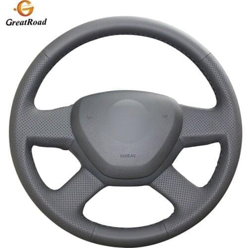 Hand-stitched DIY Black Genuine leather Car Steering Wheel Cover for 2014 Skoda Octavia 2013 Skoda Fabia