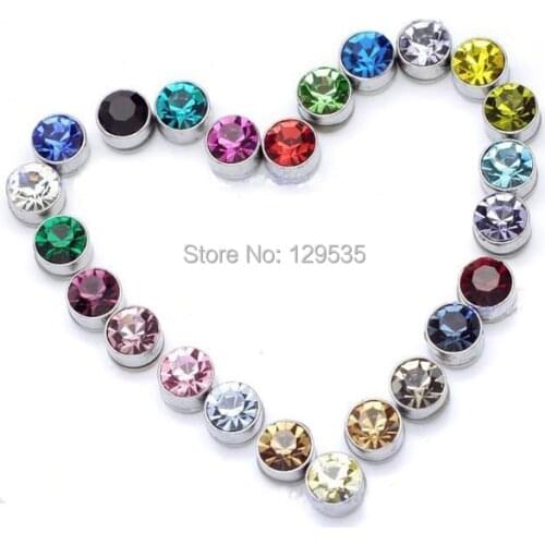 6mm titanium steel No pierced Women Men Magnetic stud earrings Austrian crystal 24 colors