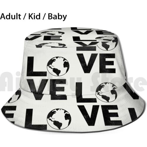 Earth Day , Climate Action - The Word Love & The Earth Sun Hat Foldable UV Protection Earth Day Day Planet Climate