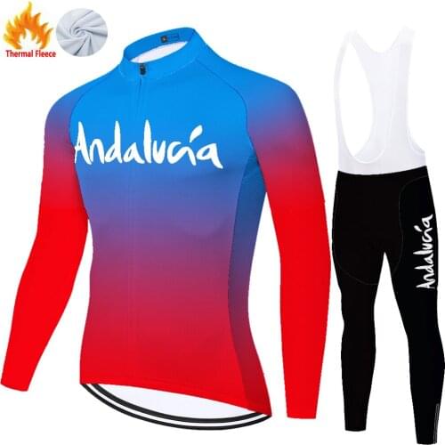 Andalucia Winter Thermal Fleece Equipamento Uniforme Conjunto Maillot Traje Ropa Tricota Ciclismo Hombre Abbigliamento Ciclismo