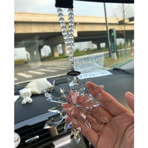 Car Pendant Austrian Crystal Snowflakes Decoration Ornaments Sun Catcher Snowflake Hanging Trim Christmas Gifts