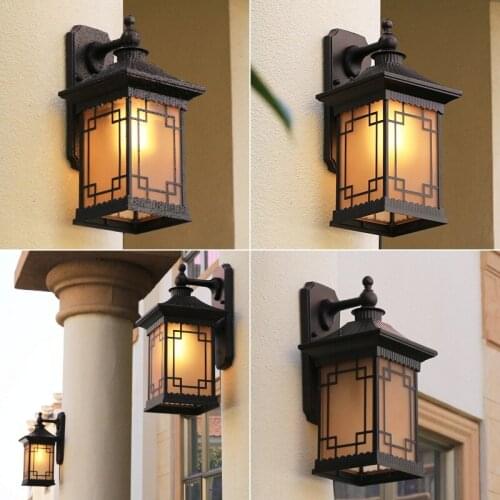 Chinese style outdoor wall lamp waterproof external wall square lamp stair gate corridor balcony outdoor courtyard lamp