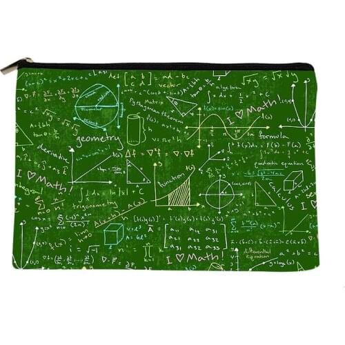 Women green Math Lessons Printed Make up bag Fashion Women Cosmetics Organizer Bag for Travel Colorful Storage Bag for Lady Bag
