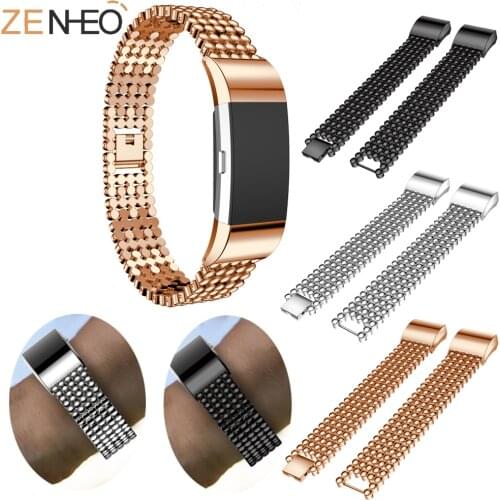 Women fashion elegant sport metal band for Fitbit Charge 2 watch Lock Bead Style Stainless Steel Watch Strap for Fitbit Charge 2