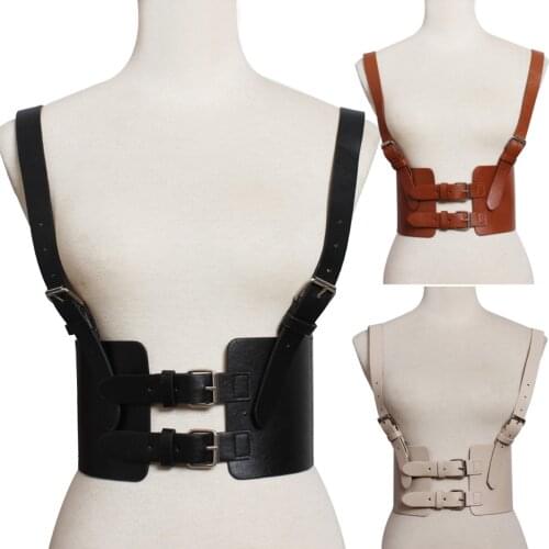 Steampunk Womens Strap Harness Vintage Waist Cincher with Straps Wide Corset Belt Apparel Accessories Belts