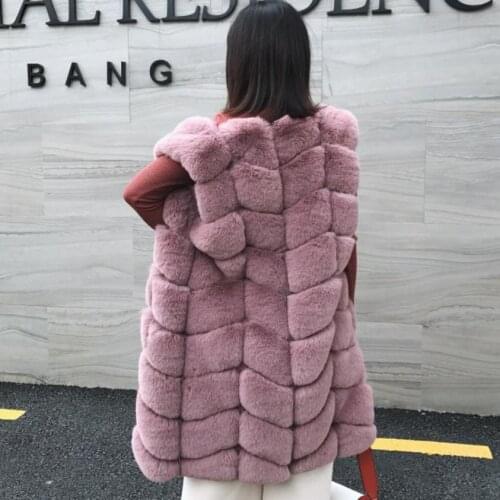 Winter Fashion Womens Faux Fur Vest Coat Fake Rex Rabbit Fur Waistcoat Female Sleeveless Thicker Warm Plus Size Outwear L1290