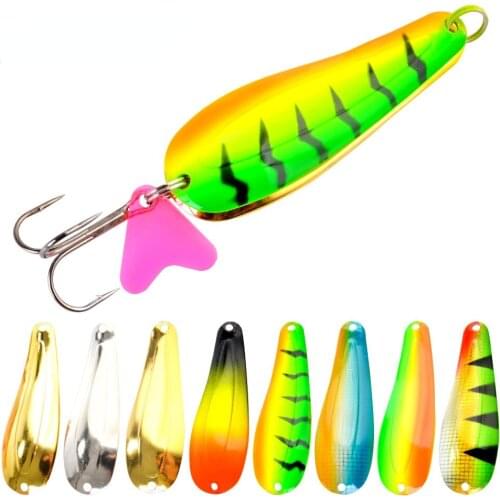1PC 8Colors Spinner Fishing Lure Metal Hard Baits Spoon 8cm/25g With #1-#1/0 35647-BN Hook Sequin Paillette Wobbler Pesca Tackle