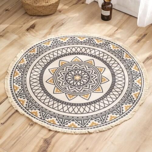 1Pcs Ethnic style Placemats Non-slip home Mat living room table Placemat floor mat bedroom round carpet Photo Props Decoration
