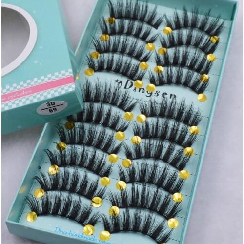 10 Pairs 3D Mink Hair False Eyelashes Natural Long /Thick 3D Eyelashes Crisscross Full Strip Lashes Handmade Eyelashes