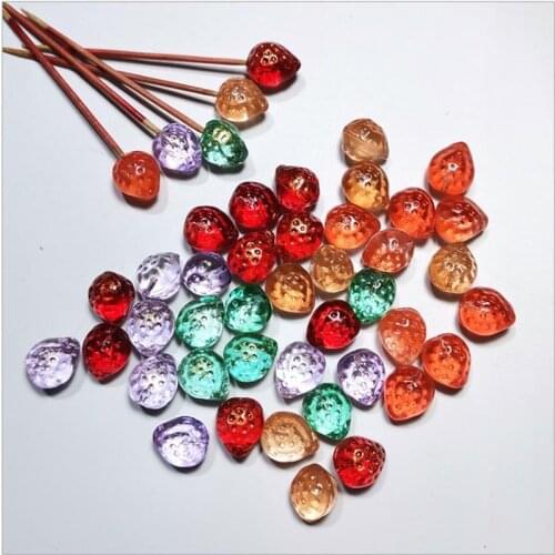 10PCS 10*13 mm Colorful Glazed Glass Crystal Simulation Strawberry Fruit Beads For Jewelry Making DIY Handmade Jewelry