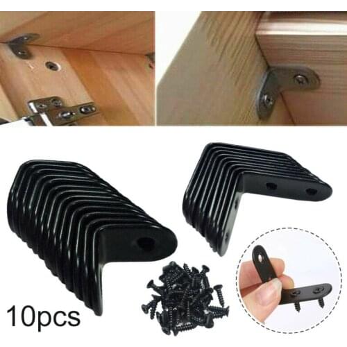 10pcs Thickened L-Shaped Corner Brackets 90 Degree Shelf Bracket Connector Iron Angle Code Hardware Tool Steel Corner Brace
